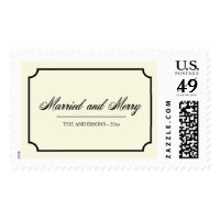Classic Border Married and Merry Holiday Postage