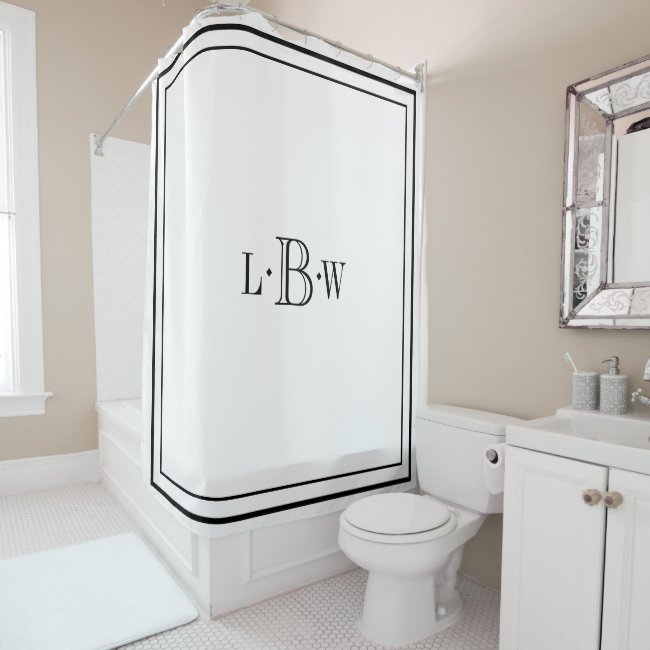 Classic Border Monogrammed Shower Curtain