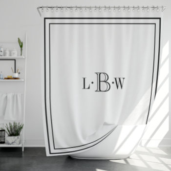 Classic Border Monogrammed Shower Curtain by Letsrendevoo at Zazzle