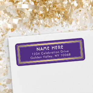 Classic Border Purple Gold & White Return Address Label