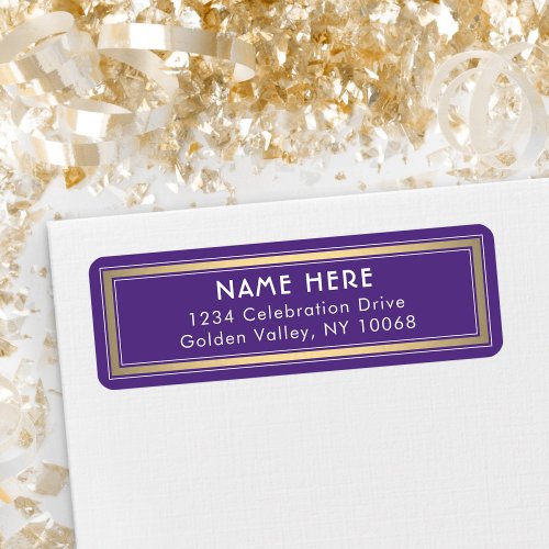Classic Border Purple Gold  White Return Address Label