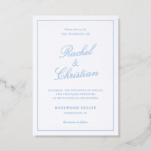 Classic Border Script Wedding Letterpress Invitation