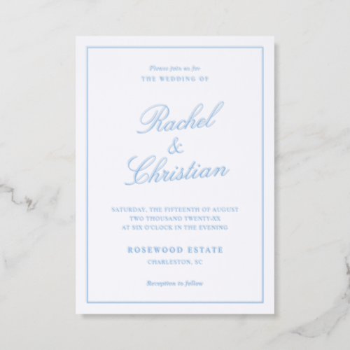 Classic Border Script Wedding Letterpress Invitation