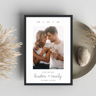 Classic Border | Simple Elegant Vertical Photo Save The Date