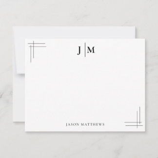 Classic Border Two Initial Monogram Note Card