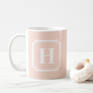 Classic Borders Blush Pink Personalized Monogram Coffee Mug