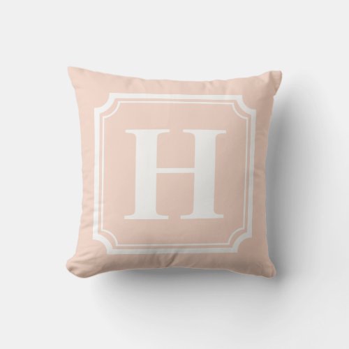 Classic Borders  Blush Pink Personalized Monogram Throw Pillow