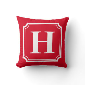 Classic Borders | Red Personalized Monogram Throw Pillow