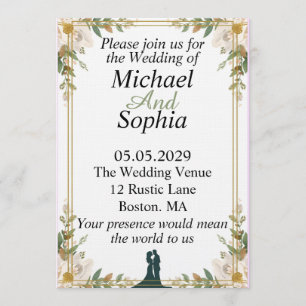 Classic Botanical Border Wedding Invitation