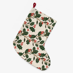 Classic Botanical Christmas Holiday Large Christmas Stocking