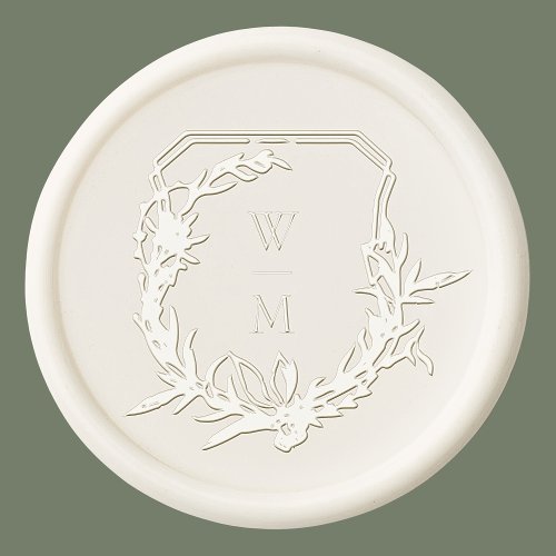 classic botanical crest monogram pearl wedding wax seal sticker