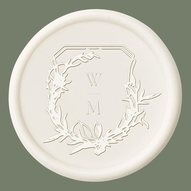 classic botanical crest monogram pearl wedding wax seal sticker (Creator Uploaded)