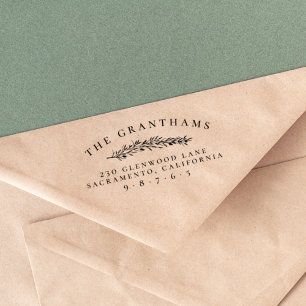 Classic Botanical Family Name Return Address Rubber Stamp