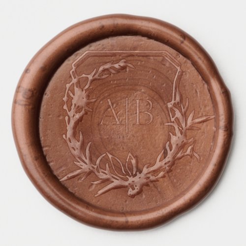 classic botanical floral monogram bronze wedding wax seal sticker