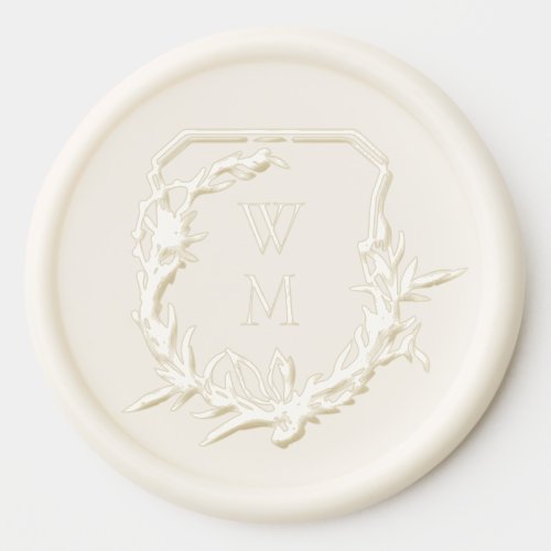 classic botanical floral monogram pearl wedding wax seal sticker