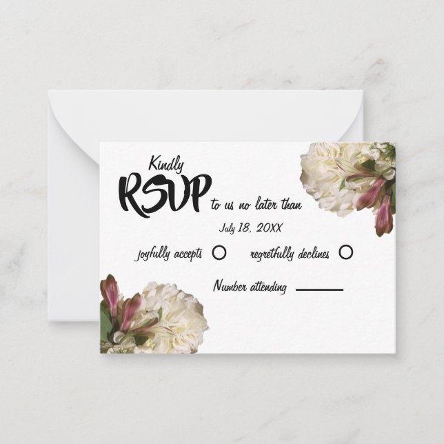 Classic Botanical Floral RSVP Note Card (Front)