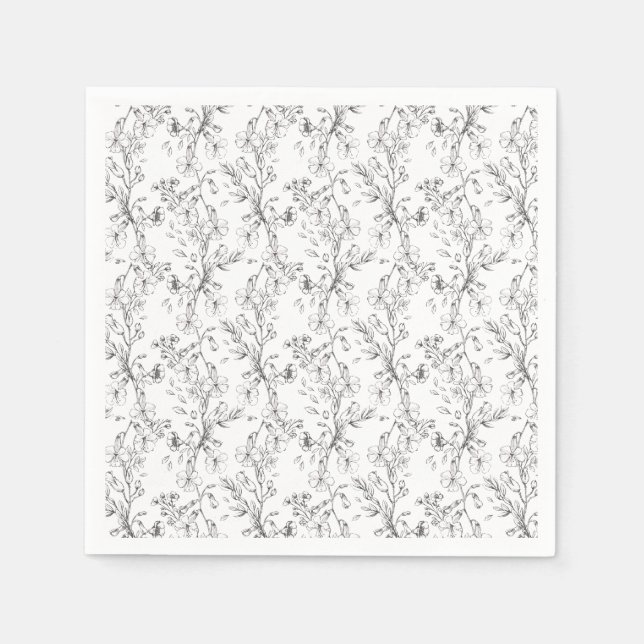 Classic Botanical Florals Wedding Napkins (Front)