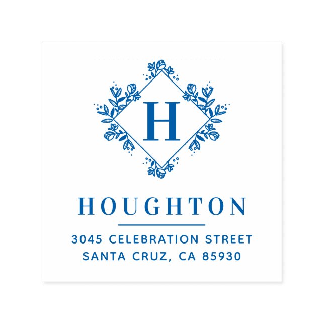 Classic Botanical Monogram Return Address Self-inking Stamp (Design)