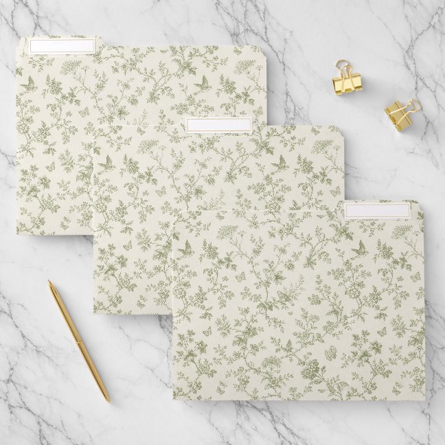 Classic Botanical Songbirds beige File Folder