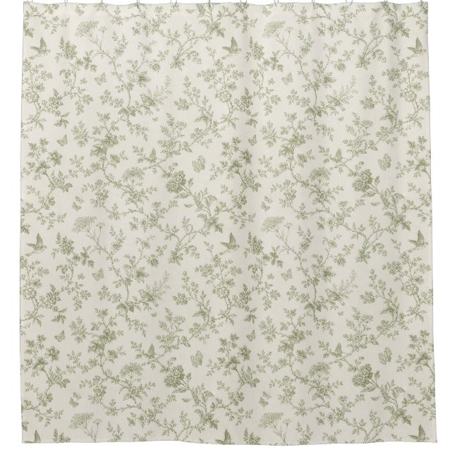 Classic Botanical Songbirds Shower Curtain