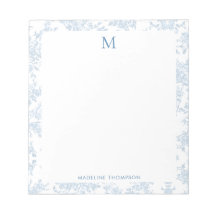 Classic Botanical Toile Monogram French Blue