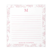 Classic Botanical Toile Monogram Red Lined