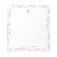 Classic Botanical Toile Monogram Red