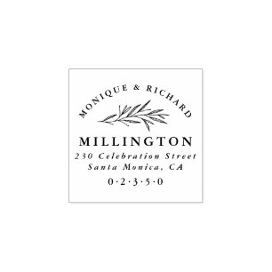 Classic Botanical Wedding Formal Return Address Rubber Stamp