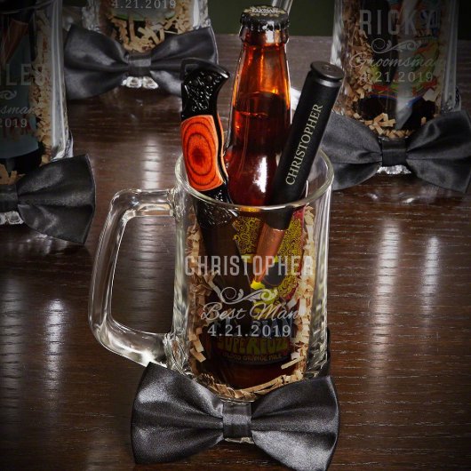 Classic Bow Tie Wedding Gift Set With Beer Mug (Front)