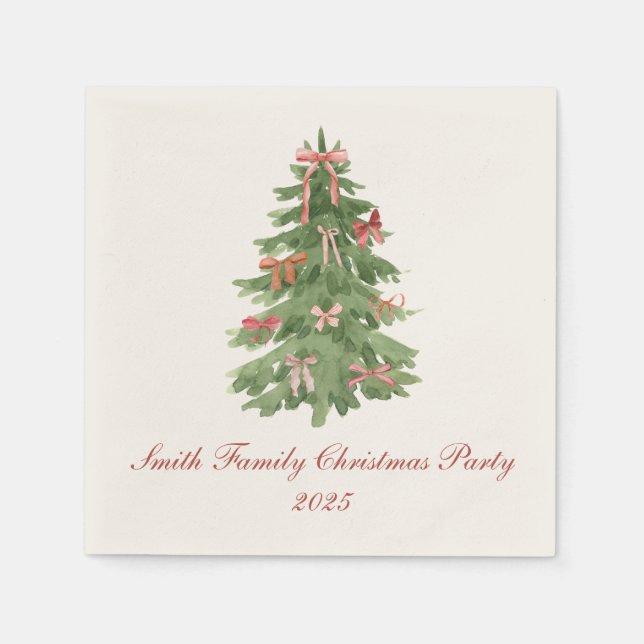 Classic Bow Tree Family Christmas Party Holiday Napkins (Front)