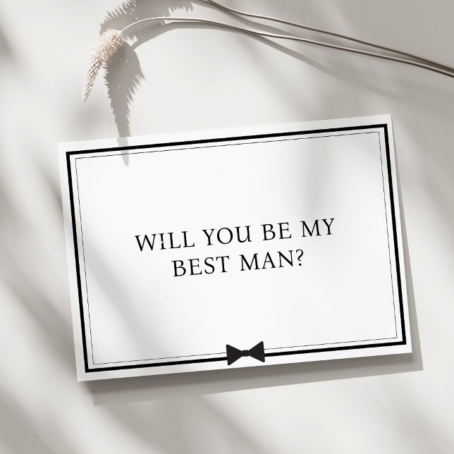 Classic Bowtie Black and White Best Man Proposal Card (Elegant best man proposal card with a timeless bowtie design, perfect for your chic, formal wedding.)