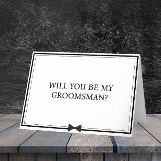 Classic Bowtie Black and White Groomsman Proposal Card