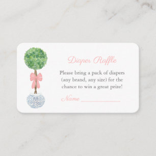 Classic Boxwood Baby Girl Shower Diaper Raffle  Enclosure Card