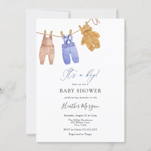 Classic Boy Baby Shower Invitation