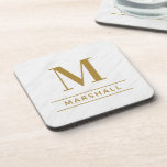Classic Brass Personalized Family Monogram Initial Beverage Coaster