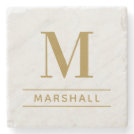 Classic Brass Personalized Family Monogram Initial Stone Coaster Classic Brass Personalized Family Monogram Initial Stone Coaster