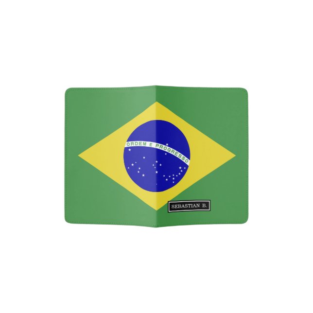 Classic Brazilian Flag Passport Holder (Opened)