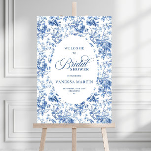 Classic Bridal Shower Blue Rose Pattern Welcome  Foam Board
