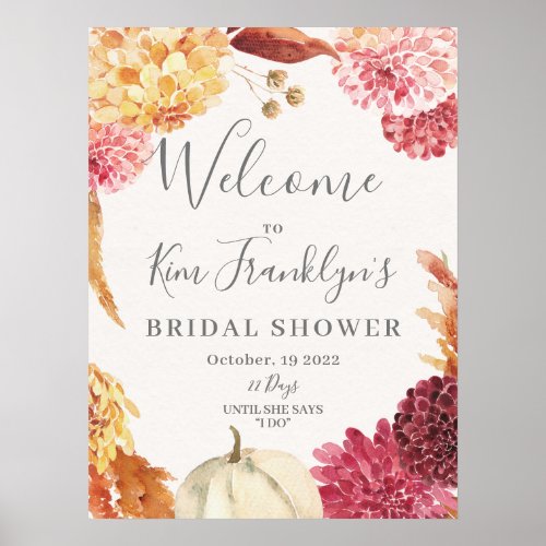 Classic Bridal Shower Fall Floral Welcome Sign