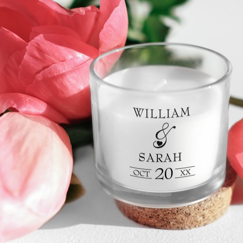 Classic Bride and Groom Names Wedding Date Scented Candle