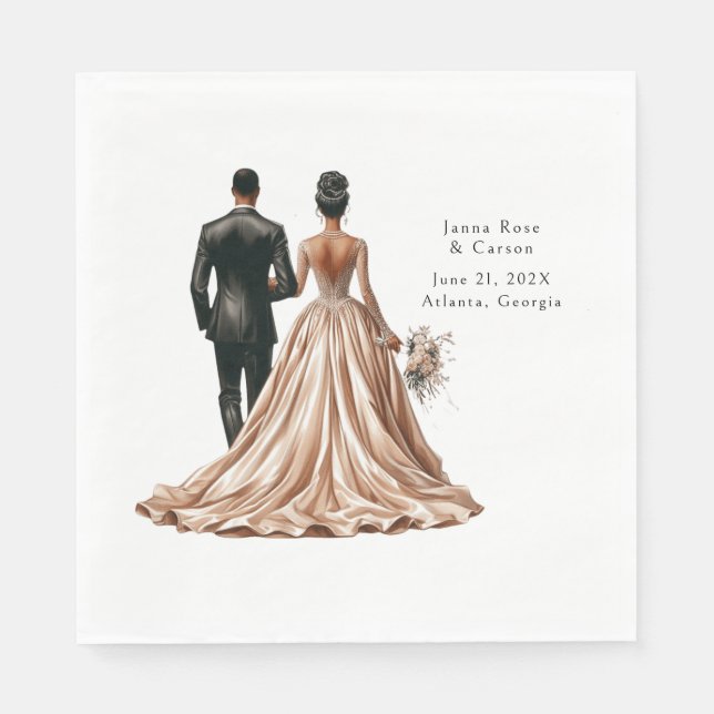 Classic Bride Groom Personalized Napkins (Front)
