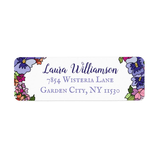 Classic Bright Floral Illustration Address Label (Front)