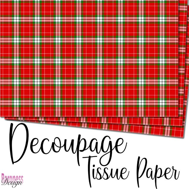 Classic bright red green tartan plaid tissue paper (Creator Uploaded)