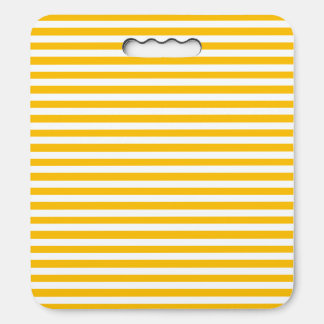 Classic Bright Sunny Yellow Orange & White Stripes Seat Cushion