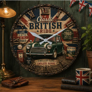 Classic British Car Large Clock