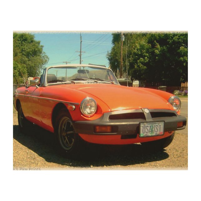 Classic British MGB Convertible Wood Wall Decor (Front)
