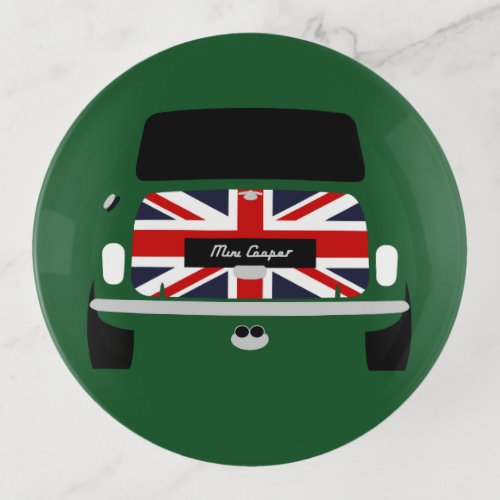 Classic British Racing green Mini Cooper Glass Trinket Tray