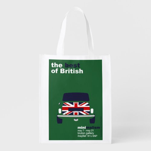 Classic British Racing Green Mini Cooper Pop art Grocery Bag