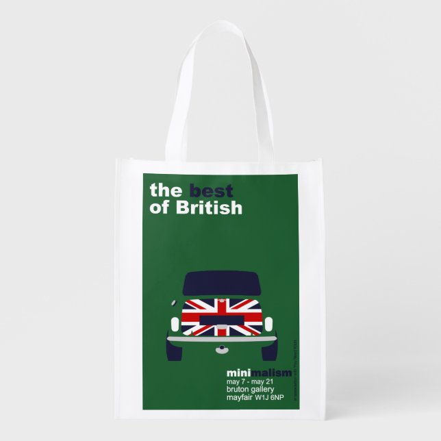 Classic British Racing Green Mini Cooper Pop art Grocery Bag (Front)
