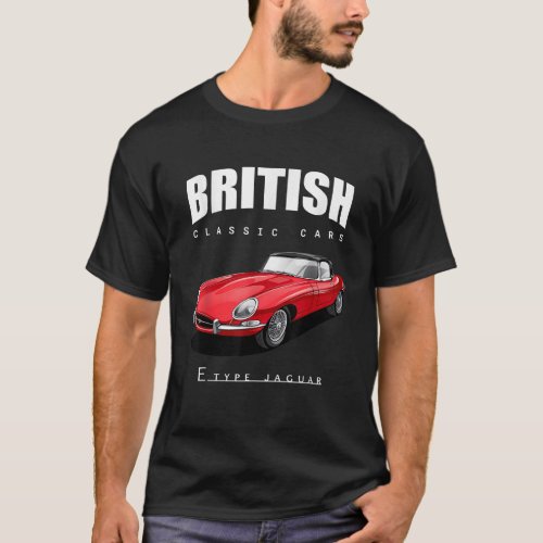 Classic British Red EType Jaguar convertible sport T_Shirt
